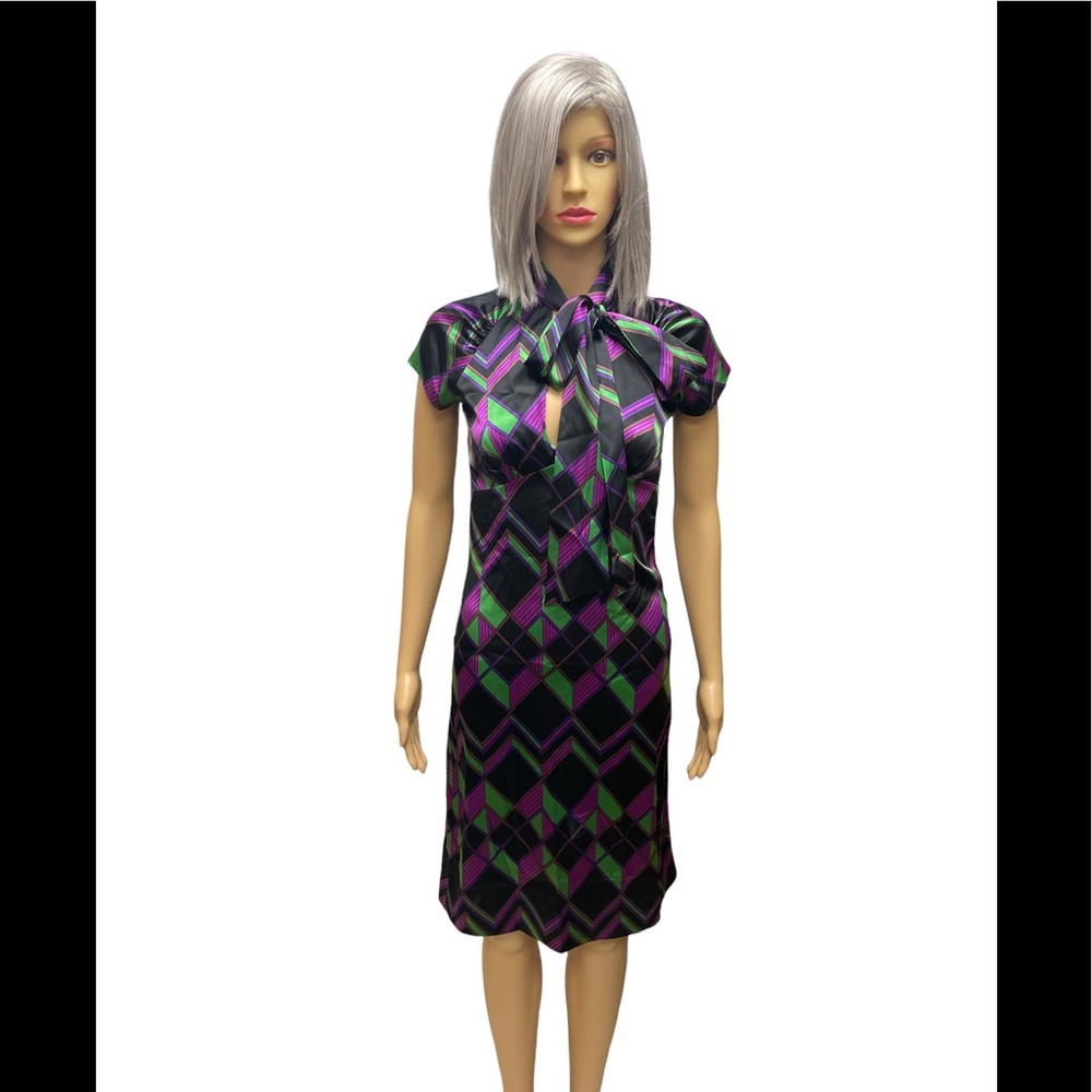 Laurie Tie-neck Silk Dress